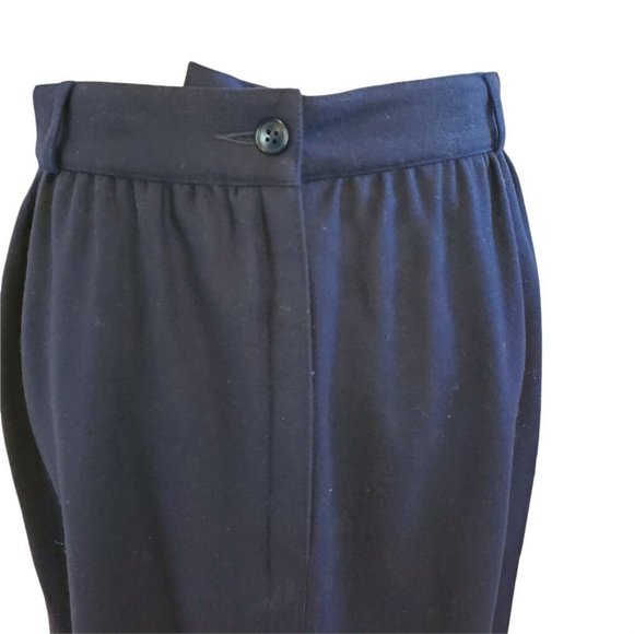 Vintage Escada Germany Navy Blue Wool Lined Midi Skirt Pockets hi rise‎ Sz Small - Picture 4 of 12